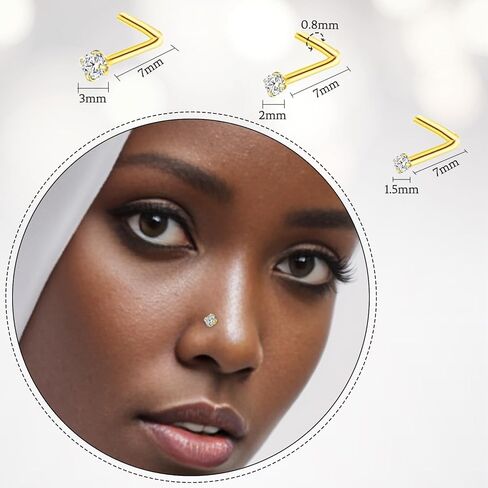 23 قطعة من حلقات الأنف الذهبية للنساء 18 جرام حلقات الأنف هوب 20 جرام مجموعة مجوهرات ثقب الأنف من الفولاذ المقاوم للصدأ مجموعات مسمار الأنف على شكل حرف L مسمار مستقيم الأنف ترصيع المسمار الجسم الحقيقي ثقب المجوهرات للرجال in Kuwait