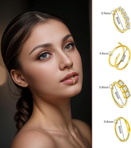 23 قطعة من حلقات الأنف الذهبية للنساء 18 جرام حلقات الأنف هوب 20 جرام مجموعة مجوهرات ثقب الأنف من الفولاذ المقاوم للصدأ مجموعات مسمار الأنف على شكل حرف L مسمار مستقيم الأنف ترصيع المسمار الجسم الحقيقي ثقب المجوهرات للرجال in Kuwait