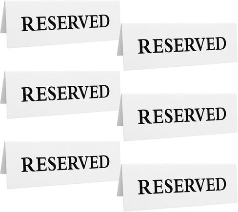 6 Pieces Plastic Reserved Table Sign for Wedding Acrylic Double Side Table Tent Black Guest Reservation Tables Seat Sign 7.9 x 2.7 Inches Reserve Seating Signs for Restaurant Chairs Wedding in Saudi Arabia