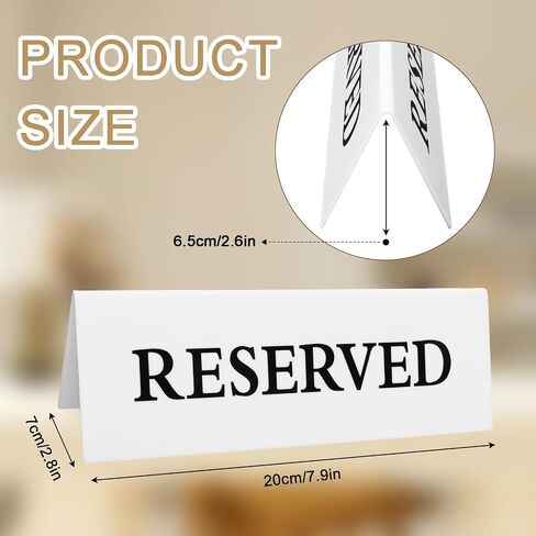 6 Pieces Plastic Reserved Table Sign for Wedding Acrylic Double Side Table Tent Black Guest Reservation Tables Seat Sign 7.9 x 2.7 Inches Reserve Seating Signs for Restaurant Chairs Wedding in Saudi Arabia