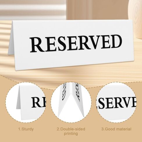 6 Pieces Plastic Reserved Table Sign for Wedding Acrylic Double Side Table Tent Black Guest Reservation Tables Seat Sign 7.9 x 2.7 Inches Reserve Seating Signs for Restaurant Chairs Wedding in Saudi Arabia