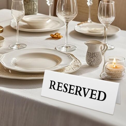 6 Pieces Plastic Reserved Table Sign for Wedding Acrylic Double Side Table Tent Black Guest Reservation Tables Seat Sign 7.9 x 2.7 Inches Reserve Seating Signs for Restaurant Chairs Wedding in Saudi Arabia