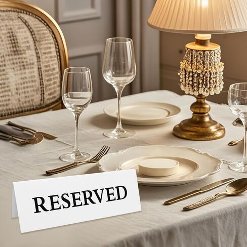 6 Pieces Plastic Reserved Table Sign for Wedding Acrylic Double Side Table Tent Black Guest Reservation Tables Seat Sign 7.9 x 2.7 Inches Reserve Seating Signs for Restaurant Chairs Wedding in Saudi Arabia