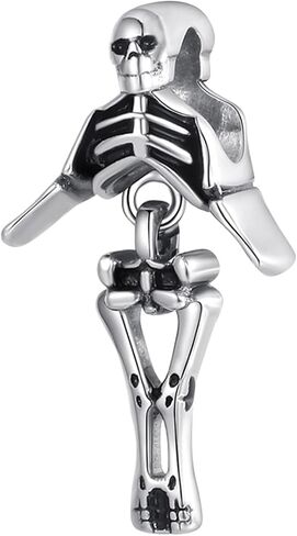 925 Sterling Silver Halloween Skeleton Charms for Bracelets and Necklaces Pendant Beads Halloween Jewelry Gifts for Women Friends in Kuwait
