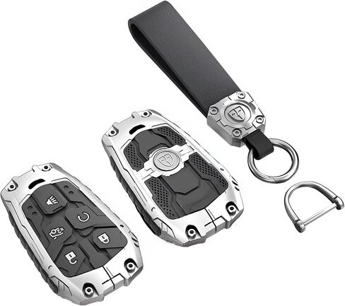 Heavy Metal Key Fob Cover Case Protector for Cadillac Keychain 2020 2021 2022 ATS CT5 CT6 XT4 XT5 XTS 5/6 Buttons Remote Smart Key Protector in Saudi Arabia
