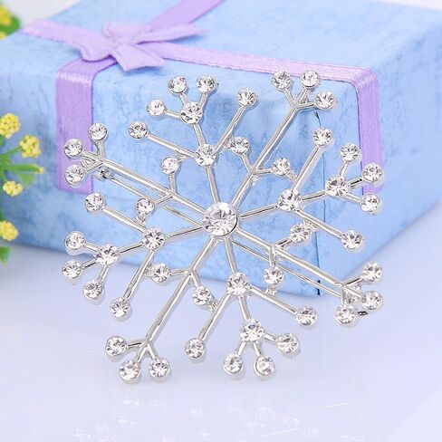 EVER FAITH Austrian Crystal Charming Lady Winter Snowflake Brooch Pin Clear in Saudi Arabia