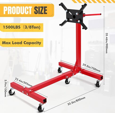 Engine Stand, 1500 lbs (3/4 Ton) Rotating Motor Stand with 360° Adjustable Head & 5 Casters, Folding Motor Hoist Dolly for Auto Repair, Vehicle Maintenance, DIY Projects in Saudi Arabia