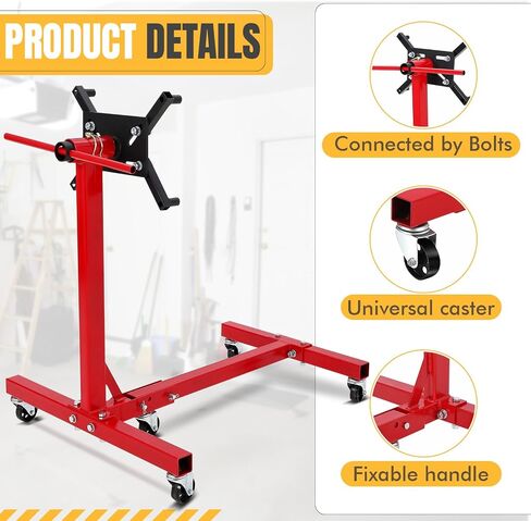 Engine Stand, 1500 lbs (3/4 Ton) Rotating Motor Stand with 360° Adjustable Head & 5 Casters, Folding Motor Hoist Dolly for Auto Repair, Vehicle Maintenance, DIY Projects in Saudi Arabia