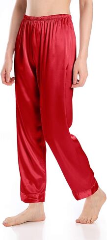 Wantschun Womens Satin Silk Sleepwear Long Pajamas Pants Nightwear Loungewear Pj Bottoms Trousers XXS-XXXL in Saudi Arabia