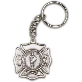 St. Florian Patron Saint of Firefighters Key Chain Pendant, 1 5/8 Inch