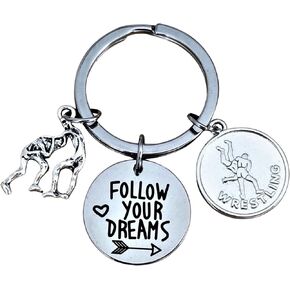 Wrestling Keychain Wrestler Gift Wrestling Coach Wrestling Mom Follow Your Dreams Keyring