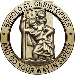 Car St Christopher Medal Saint Christopher Visor Clip Bless Driving Safety Religious Gift for Driver, Parent, Family, Friend (1)