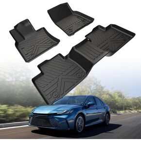 Car Floor Mats for Toyota Camry 2025 (Not for Hybrid), All Weather Protection TPE Car Mats Custom Car Liners Accessories, Front & 2nd Row Floor Liners Set, Black