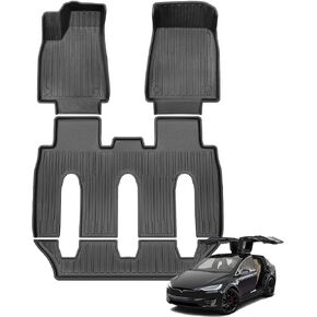 Floor Mats | Fits for Tesla Model X Tesla Model X 2016-2021 Cars | Front & 2nd Row, 4-pc Black