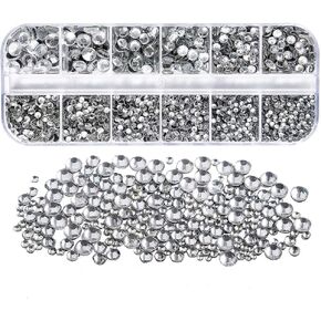Hotfix Flatback Rhinestones Gemstone Glass Rhinestones Dorhui Hot Fix Stones Iron on Glue Glass Flat Back Gemstones AB Crystals 4800 Pieces 12 Colors 3 Sizes 2-4 MM (SS6-SS16) in Storage Box