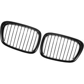 2pcs Glossy Black Front Kidney Grille Grill for BMW E39 1999-2003 5 Series 528i 540i 4-Door Durable Material