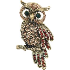 Gyn&Joy Womens Crystal Rhinestones Perched Owl Bird Brooch Pin