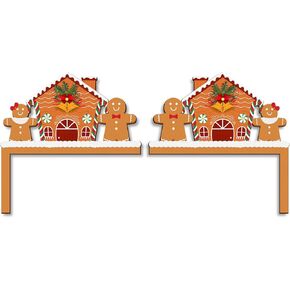 Pigort 2pcs Christmas Door Toppers Funny Christmas Door/Window Coner Decorations Snowman Santa Windows Walls DIY Craft for Christmas Party Ornament (Gingerbread)