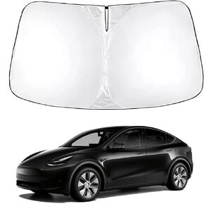 Sun Visor for Model Y Front Windshield Dual Layer Blackout Fabric Foldable Tesla Model Y Sun Visor Accessories with Storage Bag