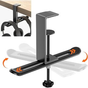 pickpiff Double Headphone Desk Hanger Stand Holder: 360 Degree Rotating Hanger Hook Mount for Gaming, PS5, Xbox Headphones, Adjustable Clamp for PC Desktop, TV Stand, Pearl White