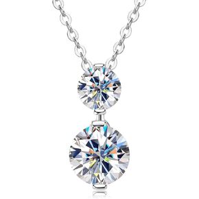 AINUOSHI Moissanite Necklace for Women, 2 Stone Lab-Created Diamond Pendant Necklace Gift for Mom/Wife Round Cut 1.70cttw 18K White/Yellow Gold Plated Sterling Silver with GRA Certificate of Authenticity