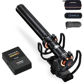 comica VM40 Shotgun Microphone with Wireless Modes, 48kHz/32-bit, 32GB Storage, Safety Audio Track, Super Cardioid Camera Mic for Filmmakers, Vloggers - Wireless Mic for Camera, Smartphone, PC