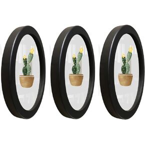 3 Pack Round Photo Frames 8 Inch for Wall Mounting Display or Table Mounting Picture Frame Display Black Frame Circle Photo Frame for Kitchen Gallery Wedding Round Frame