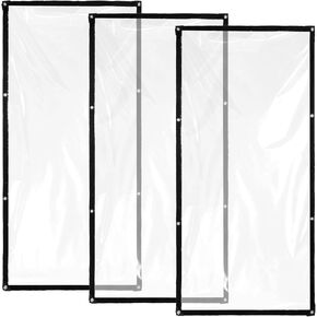 3 PCS Clear Tarp Cover Heavy Duty Transparent Plastic Tarpaulin Rain Tarp with Grommets for Garden Greenhouse Plant Cover Balcony Patio Outdoor Camping, Waterproof & Tear Resistant, 3.3 x 6.6 ft