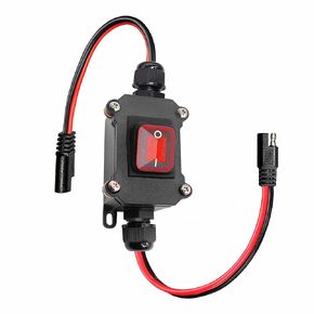 SAE to SAE Connection Extension Cord, SAE Connector Inline 12V Power Switch IP65 Waterproof 12AWG Quick Disconnect Harness for Solar Panels, RVs and Transmissions and More(SAE LS).