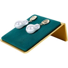 GemeShou Velvet stud earring holders for selling, small earrings storage organizer for girls, Gold Jewelry ear display stands【Beige】