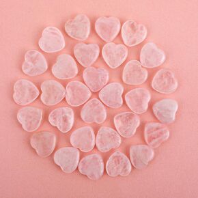 50Pcs Heart Stones Bulk Rose Quartz Heart Crystals, 0.8 Inch Mini Healing Stones Rocks Heart Shaped Natural Polished Worry Stones for Valentine's Day Gift Women Balancing Meditation Reiki Energy