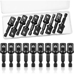Impact Adapter Square Socket Bit Adapter Hex Impact Socket for Drills, Extension Socket Driver Bits Impact Socket Adapter for Automotive DIY (Black, 1/2 Inch Square Tip)
