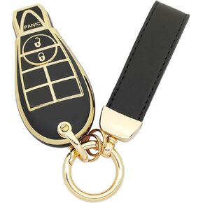 TPU Protector Key Fob Cover fit for Dodge Ram Challenger Durango Chrysler 300 JeepKey Fob (Black)