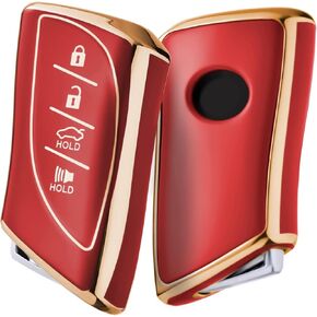 ELOHEI Key Fob Cover for Lexus, Key Fob Case Compatible with Lexus UX200 UX250h LS500 LS500H LC500 LC500h ES300h F-Sport ES350 GX 460 Premium Soft TPU 360 Degree Full Protection (Gold Edge White)