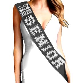 RhinestoneSash Senior 2025 Sash Black - Senior Picture Outfits - High School College Senior Graduation Gifts