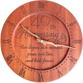 Treble Bee 35th Anniversary Clock 10 INCHES Engraved Wooden Clock for Couple's 35th Wedding Anniversary, 35 Years of Marriage Gift Idea for Wife, Husband, Unique Anniversary Decoration