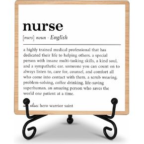 Nurse Week Gift Desk Decor, Nurse Definition Desk Decor For Home Office, Rustic Wooden Plaque Sign With Iron Stand, Nurse Retirement Gifts, Nursing Practitioner Gifts For Women -05