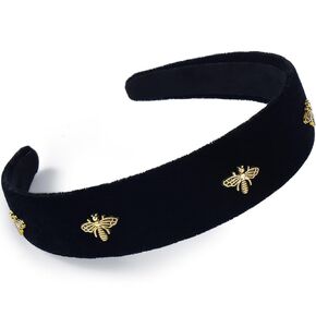4Pcs Velvet Wide Headbands for Women Soft Headbands No Slip Headband Fashion Black Red, Brown and Green Headband Thin Hair Accessories for Women Girls Christmas Gifts