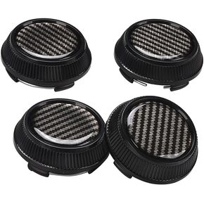 Blueshyhall 64mm 2.5" Dia 4 Clips Automotive Wheel Tyre Center Hub Caps Covers for Car - Black Carbon Fiber Pattern 4 Pcs