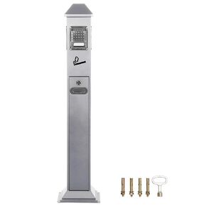 lukar Commercial Butt Receptacles Metal Butt Container Heavy Duty Ash Disposal Outdoor Vertical Trash Can for Patios Gardens Hotels Pubs Offices(Black)