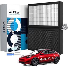 2025 Upgrade Cabin HEPA Air Filter for Tesla Model 3/Y [Most Capable & Durable] All-Weather 3X Stronger Cabin HEPA Air Filter with Install Kit, Replacement Accessories for Model 3/Y 2016-2025, 2-Pack