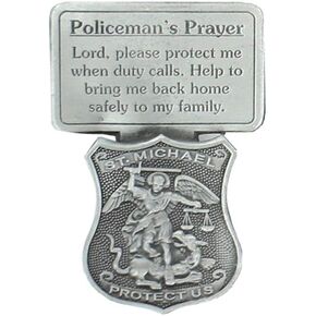 VILLAGE GIFT IMPORTERS Pewter Saint Michael Police Visor Clip (Policeman's Prayer)
