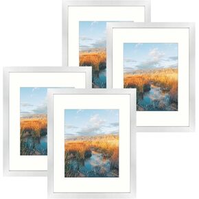 Golden State Art، إطار صورة أبيض مقاس 11x14 مع حصيرة عاجية لعرض صور مقاس 8x10، زجاج حقيقي (عبوتان)