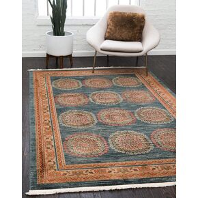 Unique Loom Fars Collection Modern Medallion Tribal Design with Natural Hues Area Rug, 9' 0" x 12' 0", Navy Blue/Beige