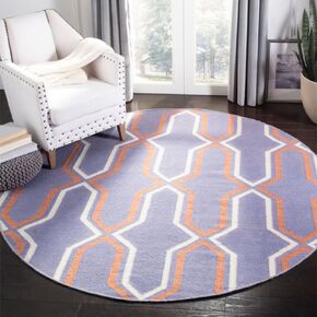 SAFAVIEH Dhurries Collection 6' Round Purple / Multi DHU559A Handmade Flatweave Premium Wool Area Rug