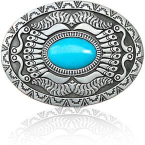 FALETO Western Turquoise Belt Buckle for Men Vintage Cowboy Oval Alloy Belt Buckle in Kuwait