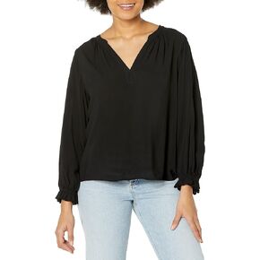 Velvet by Graham & Spencer Women's Jolene Rayon Challis Split Neck Long Sleeve Blouse