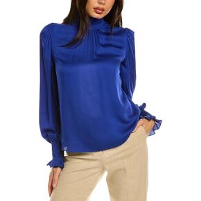 Trina Turk Women's Mock Neck Smocked Blouse