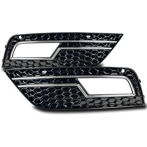for Audi A4 B8 Honeycomb Front Bumper Fog Light Grille Covers Black