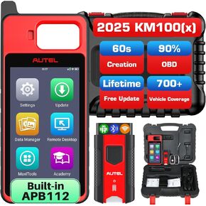 Autel MaxiIM KM100 (X) Scanner, 2025 New Same as KM100 KM100E, Lifetime Free Updates, Built-in APB112 ($239 Worth), 2GB & 64GB Android 9.0, Auto VIN/Scan
